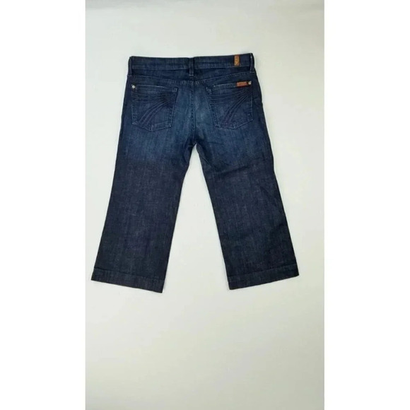 7 For All Mankind Size 29 Dojo Capri Womens Blue Denim Jeans Red Logo Pocket Tag - Picture 1 of 12
